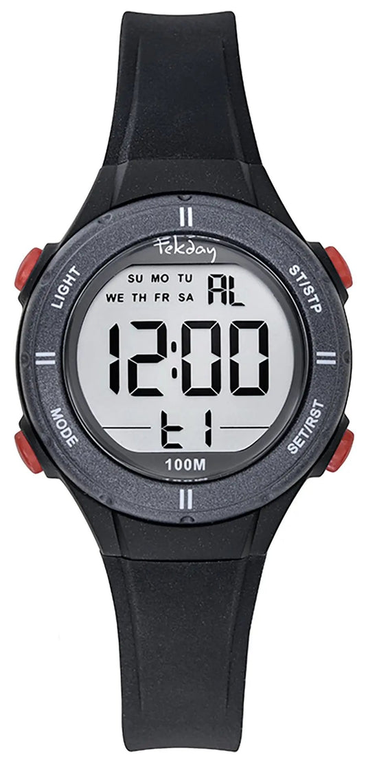 TEKDAY 654821 Digital Black Silicone Strap