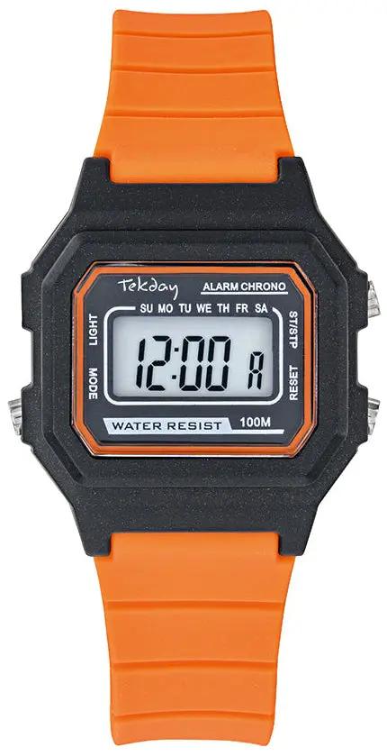 TEKDAY 654832 Digital Orange Rubber Strap