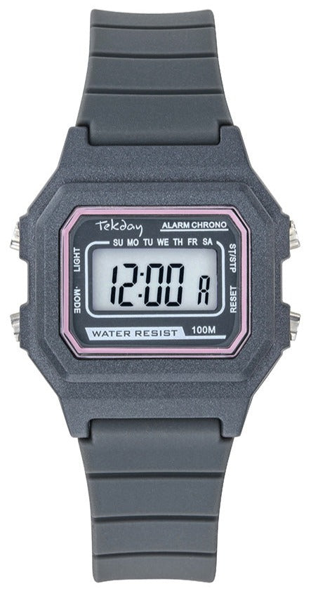 TEKDAY 654834 Digital Grey Rubber Strap