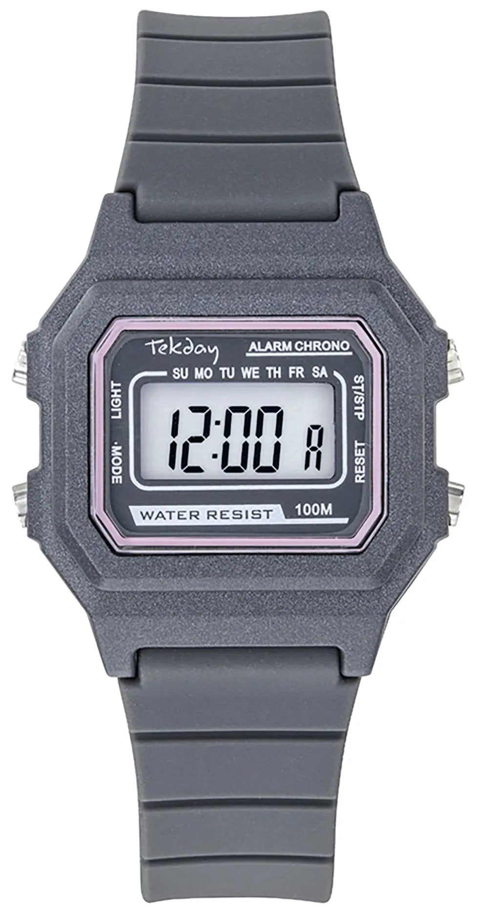 TEKDAY 654834 Digital Grey Rubber Strap