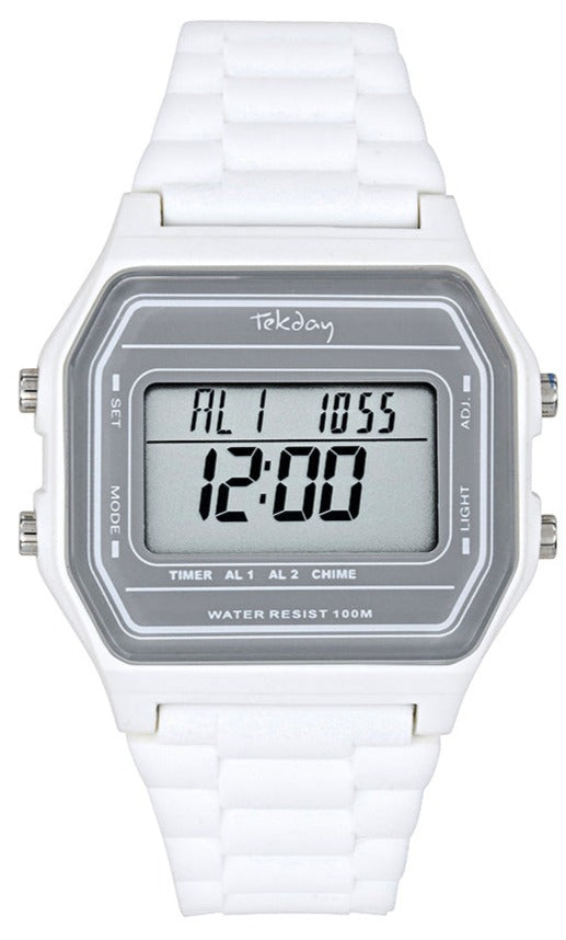 TEKDAY 654869 Digital White Rubber Strap