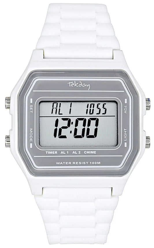 TEKDAY 654869 Digital White Rubber Strap