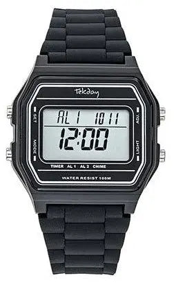 TEKDAY 654870 Digital Black Rubber Strap