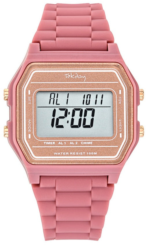 TEKDAY 654872 Digital Pink Rubber Strap