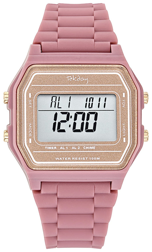TEKDAY 654872 Digital Pink Rubber Strap Tekday