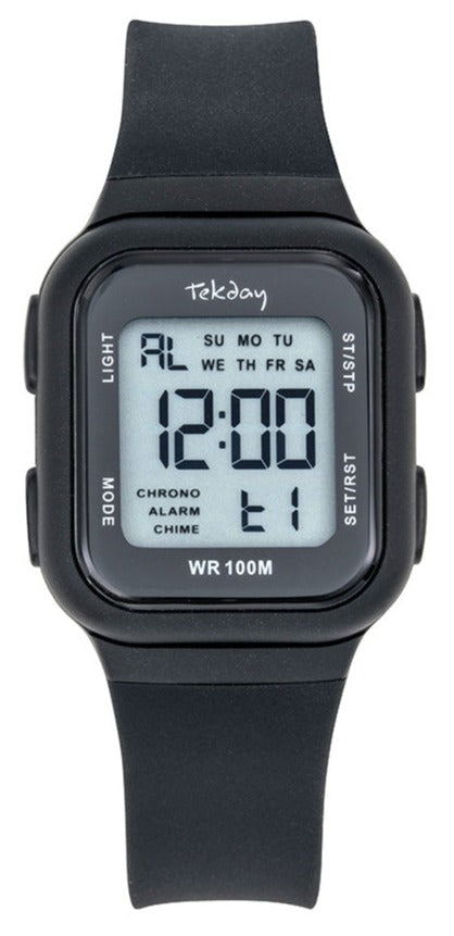 TEKDAY 654885 Digital Black Silicone Strap