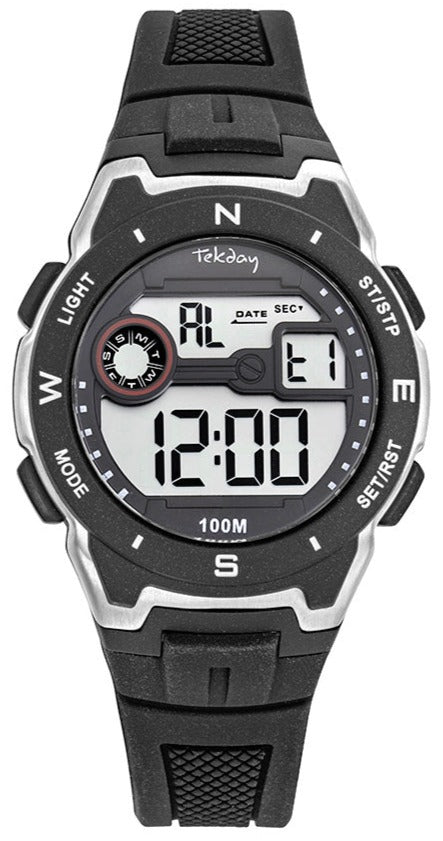 TEKDAY 654894 Digital Black Silicone Strap