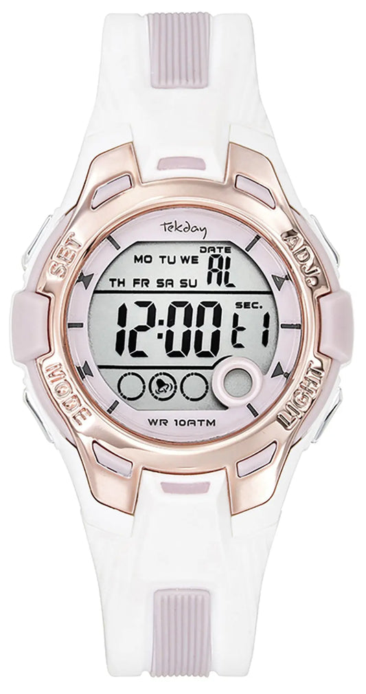 TEKDAY 654901 Digital White Silicone Strap Tekday