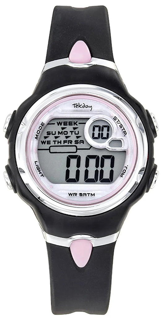 TEKDAY 654904 Digital Black Silicone Strap