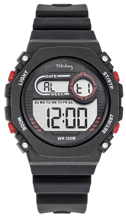 TEKDAY 654907 Digital Black Silicone Strap