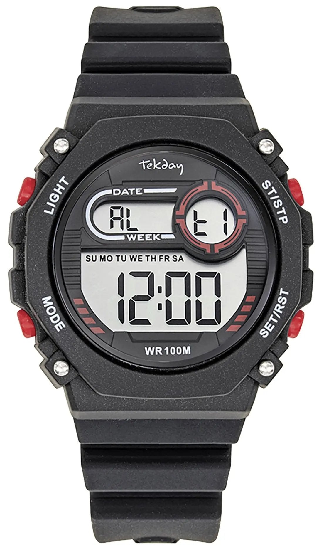 TEKDAY 654907 Digital Black Silicone Strap