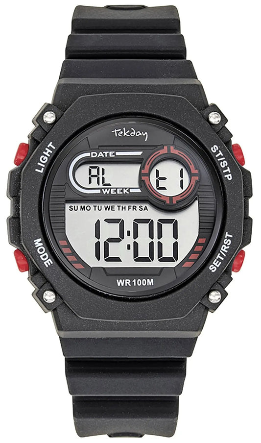 TEKDAY 654907 Digital Black Silicone Strap