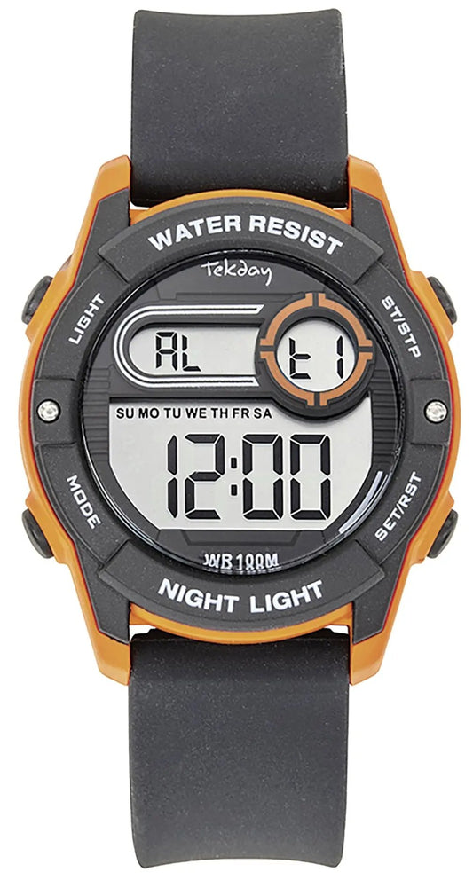 TEKDAY 654909 Digital Black Silicone Strap