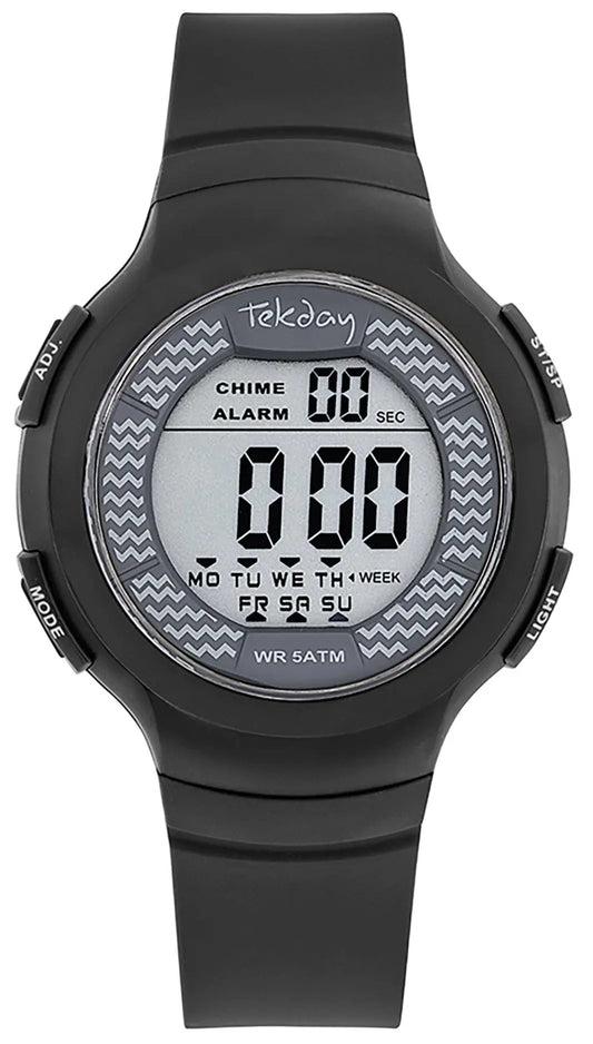 TEKDAY 654916 Digital Black Silicone Strap