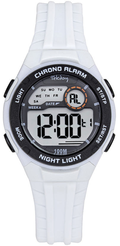 TEKDAY 654923 Digital White Silicone Strap