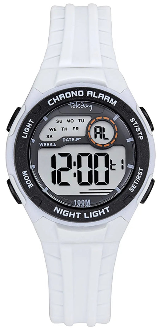 TEKDAY 654923 Digital White Silicone Strap