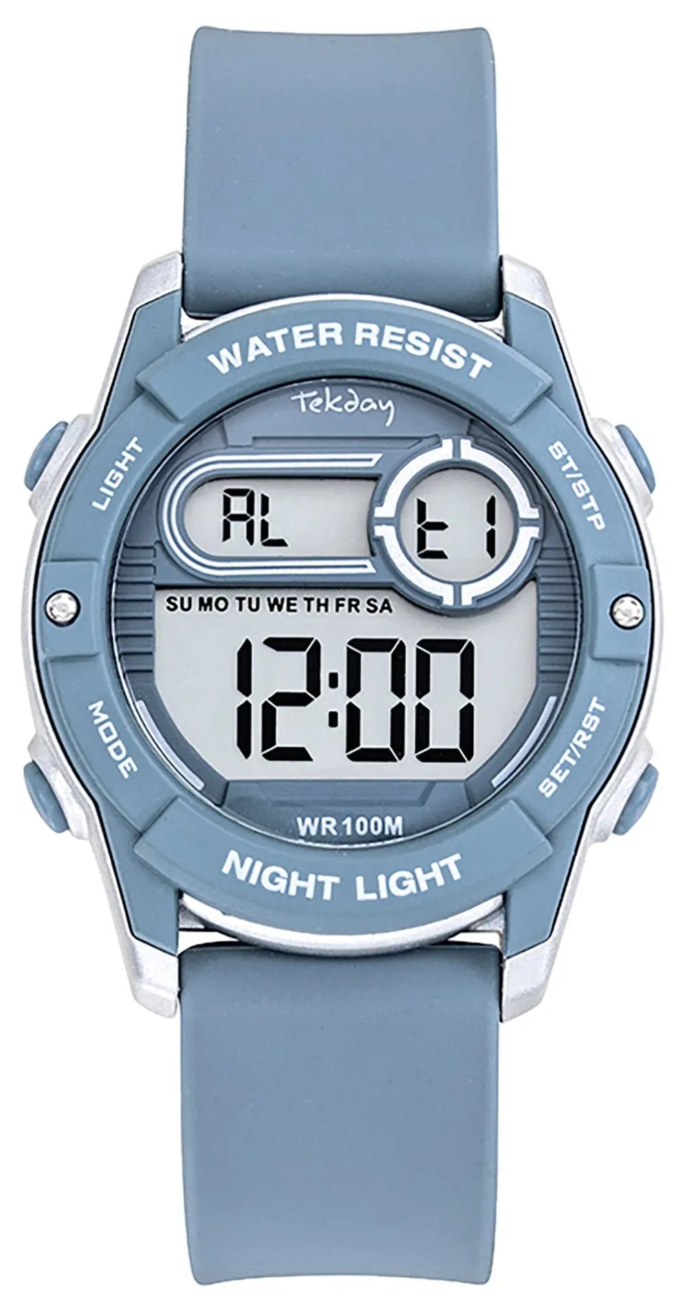 TEKDAY 654929 Digital Grey Silicone Strap