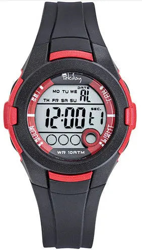 TEKDAY 654936 Digital Black Silicone Strap