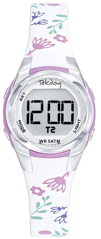 TEKDAY 654947 Digital White Silicone Strap