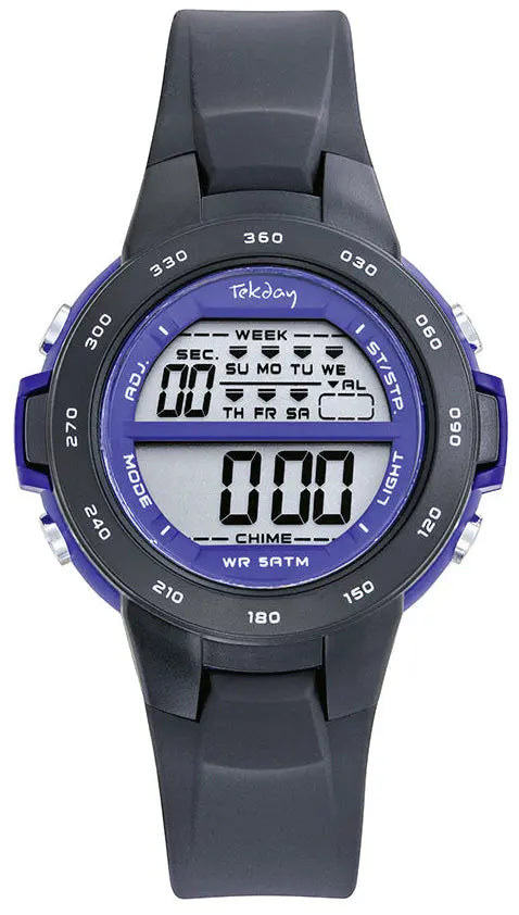 TEKDAY 654961 Digital Black Silicone Strap