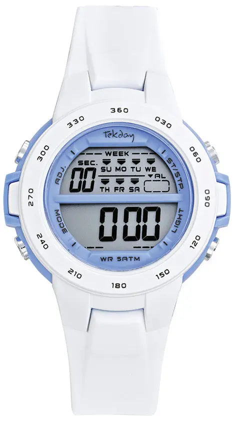 TEKDAY 654964 Digital White Silicone Strap