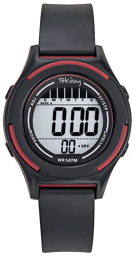 TEKDAY 654967 Digital Black Silicone Strap