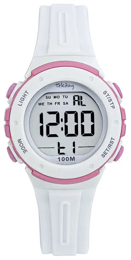 TEKDAY 654969 Digital White Silicone Strap
