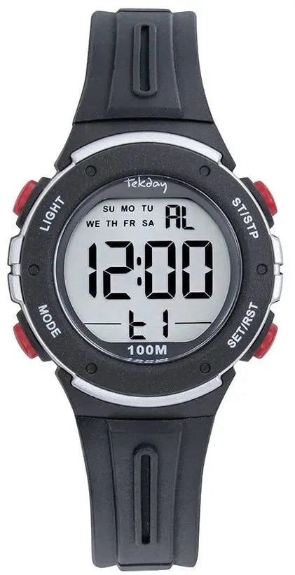 TEKDAY 654972 Digital Black Silicone Strap