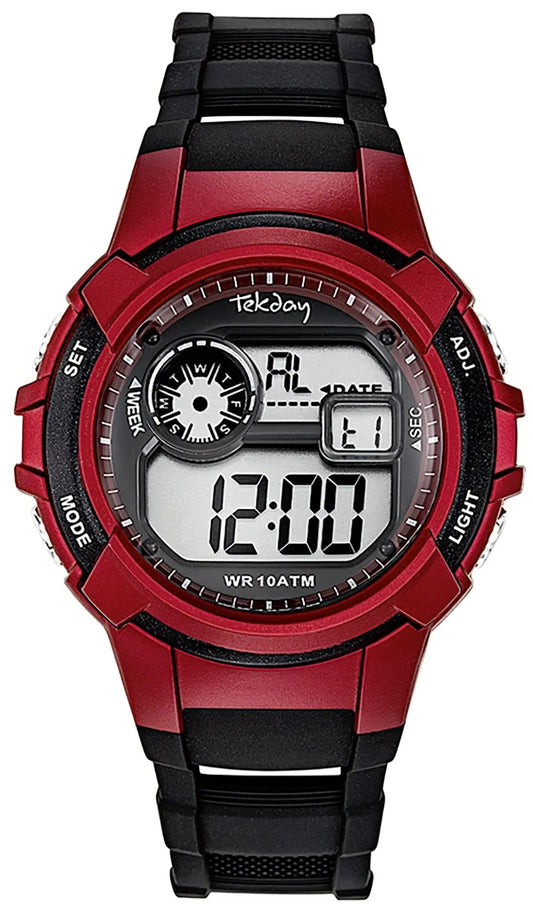 TEKDAY 655979 Digital Chronograph Black Rubber Strap