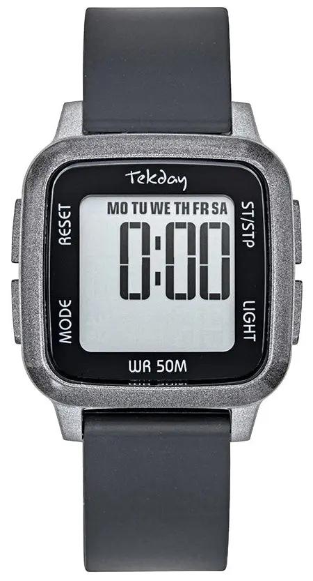 TEKDAY 656199 Digital Grey Rubber Strap