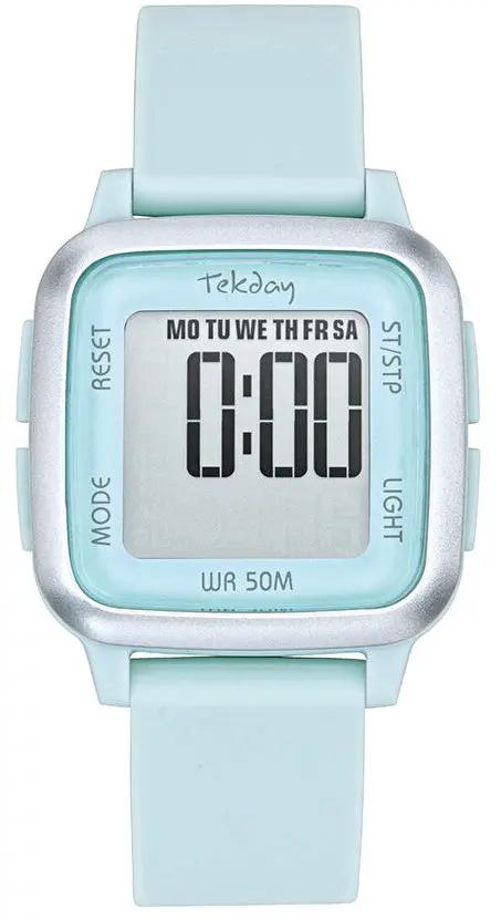 TEKDAY 656200 Digital Light Blue Rubber Strap