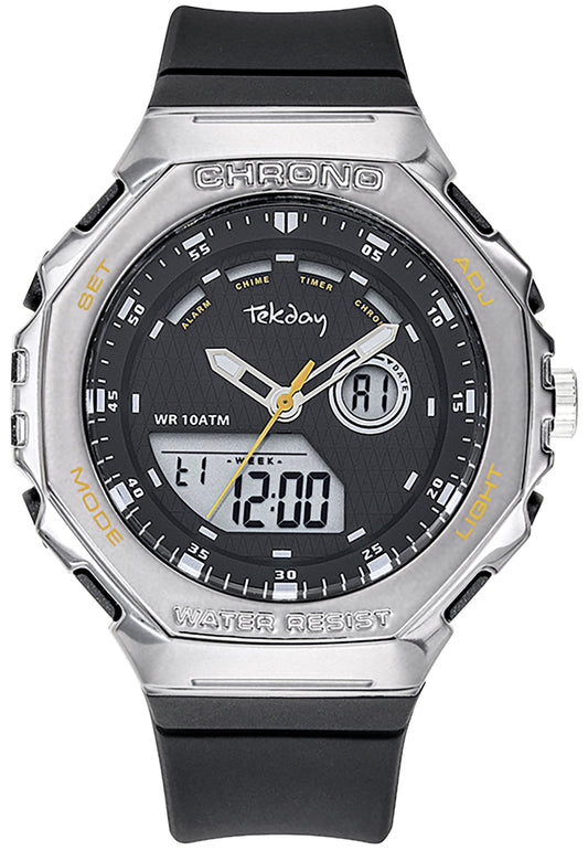 TEKDAY 656214 Anadigi Black Rubber Strap