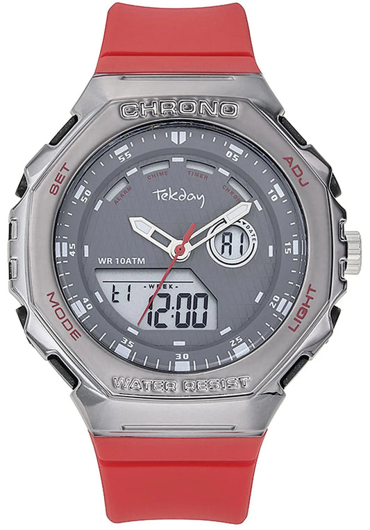 TEKDAY 656215 Anadigi Red Rubber Strap