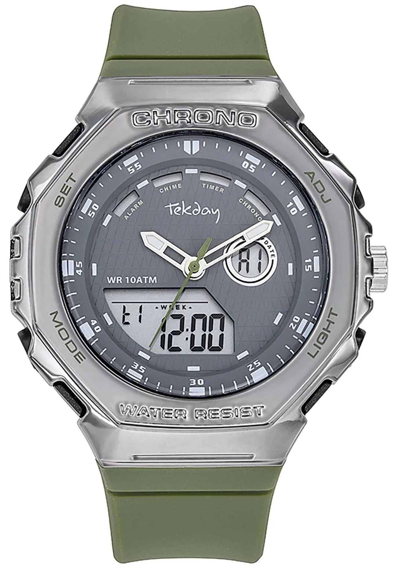 TEKDAY 656216 Anadigi Green Rubber Strap