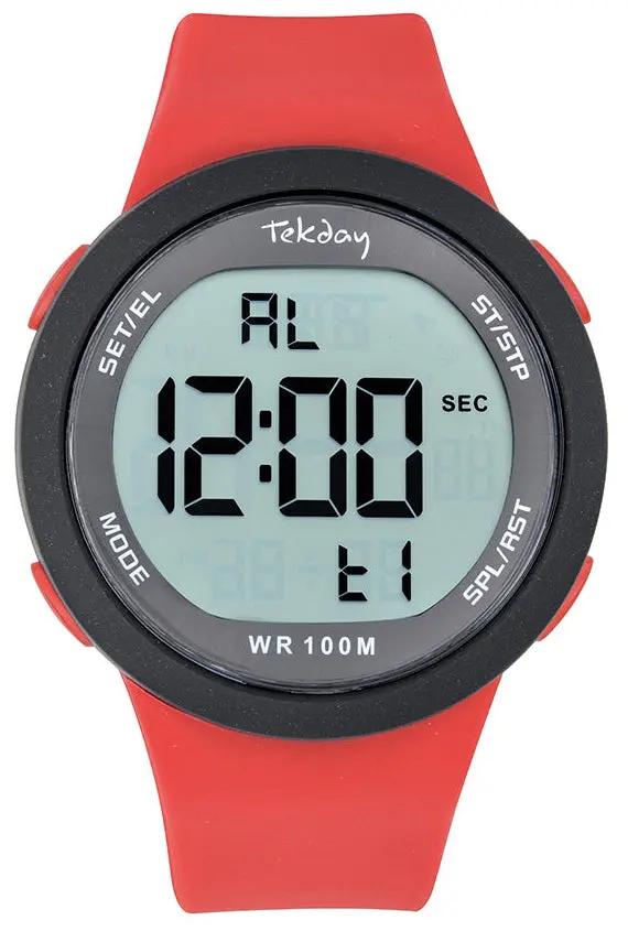 TEKDAY 656218 Digital Red Rubber Strap