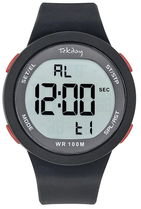 TEKDAY 656219 Black Rubber Strap Tekday