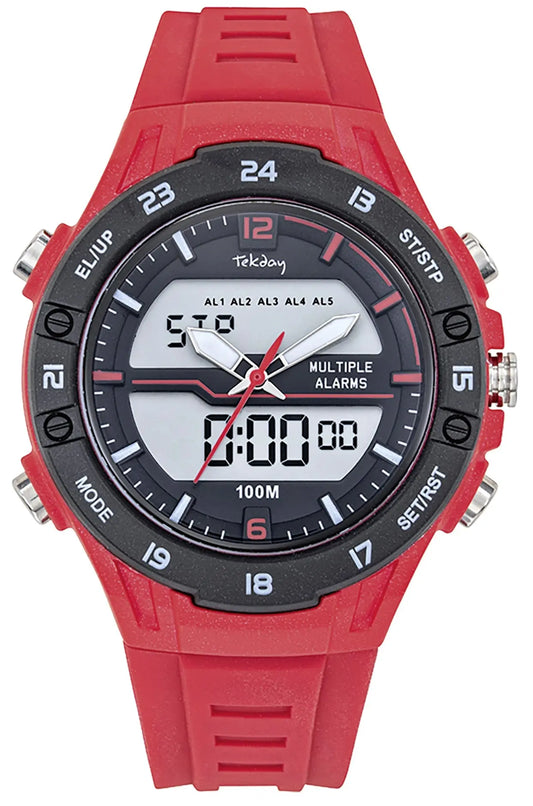 TEKDAY 656220 Anadigi Red Rubber Strap