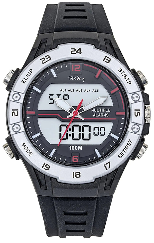 TEKDAY 656222 Anadigi Black Rubber Strap