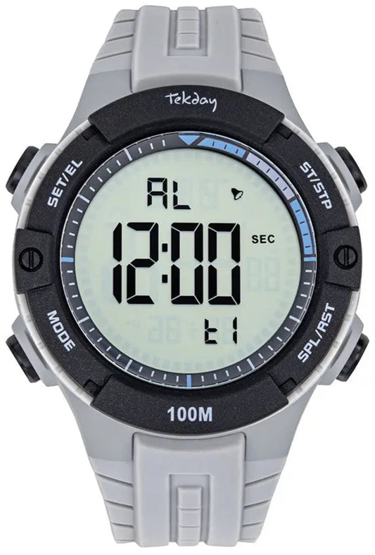 TEKDAY 656223 Digital Grey Rubber Strap