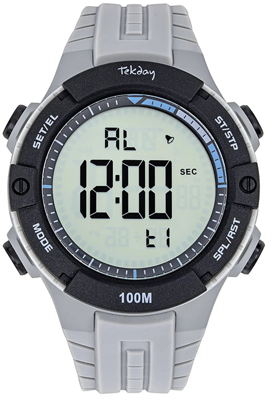 TEKDAY 656223 Digital Grey Rubber Strap