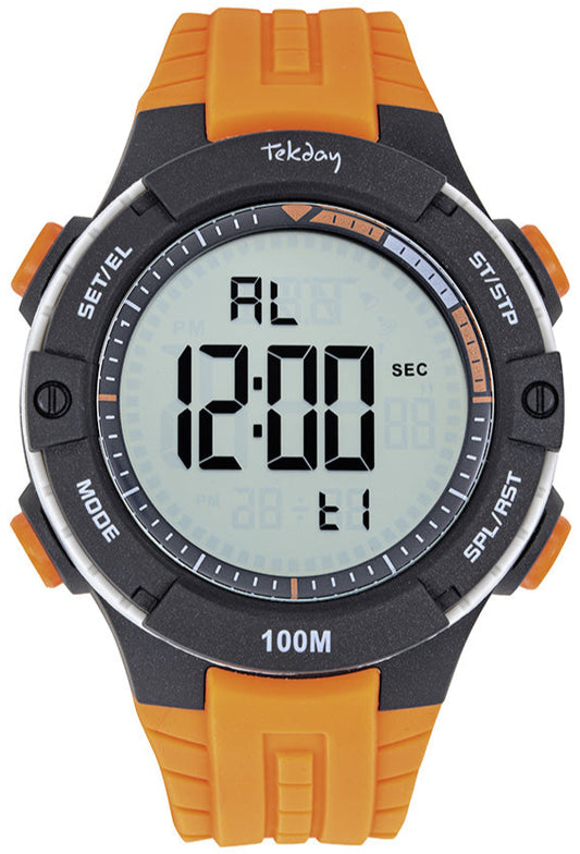 TEKDAY 656224 Digital Orange Rubber Strap