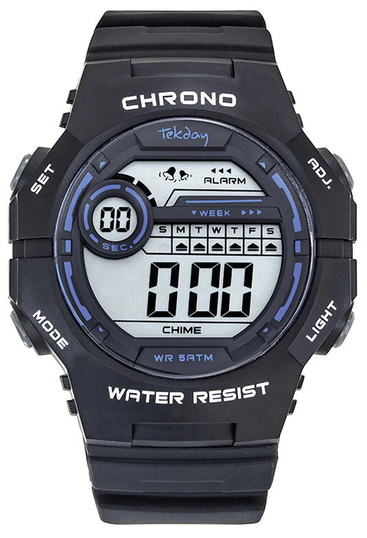 TEKDAY 656229 Digital Black Rubber Strap