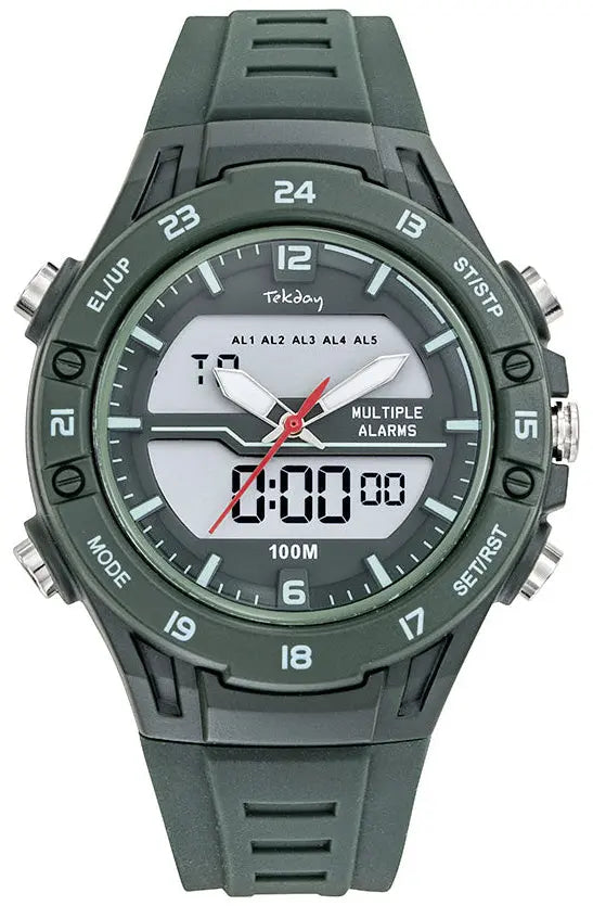 TEKDAY 656232 Digital Green Rubber Strap