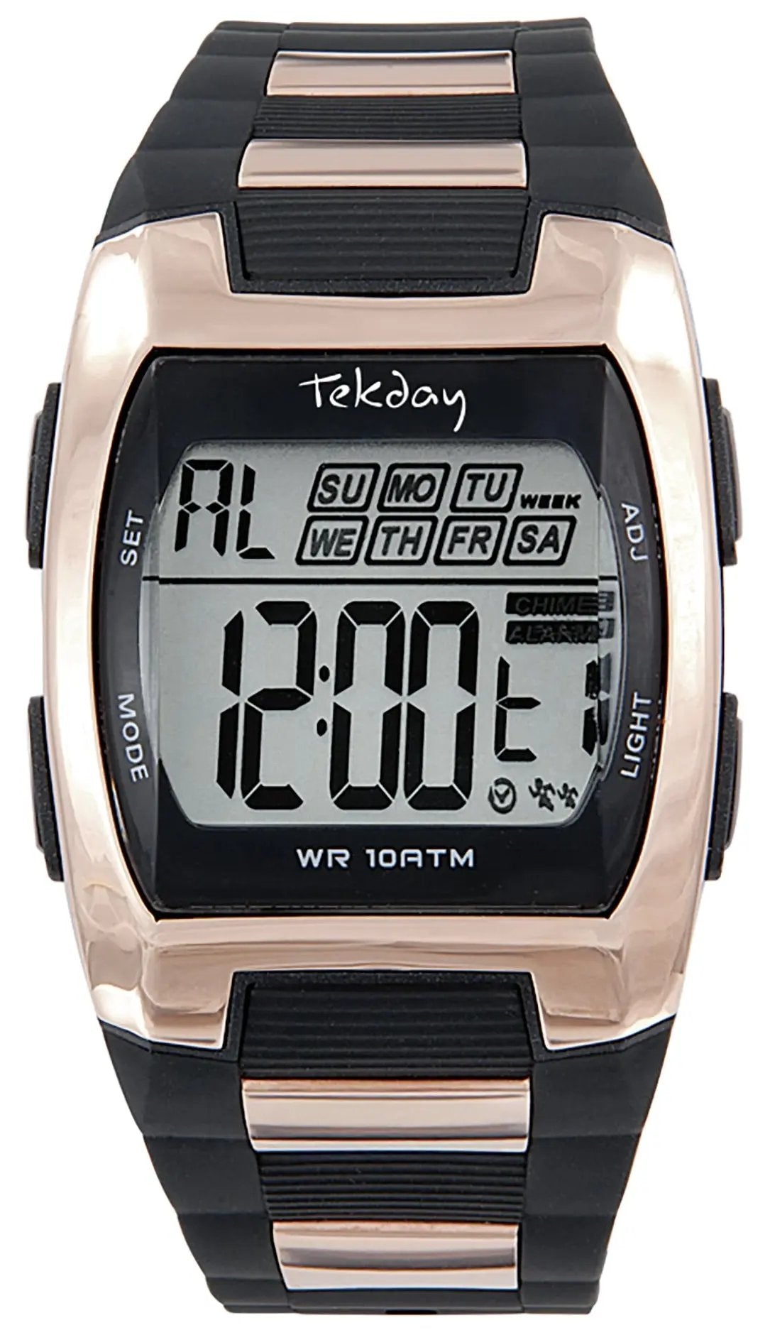 TEKDAY 656238 Digital Black-Rose Gold Rubber Strap