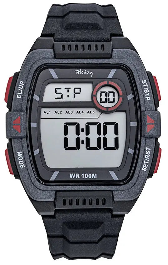 TEKDAY 656245 Digital Black Rubber Strap