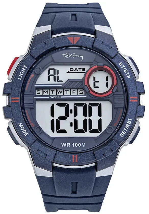 TEKDAY 656248 Digital Blue Rubber Strap