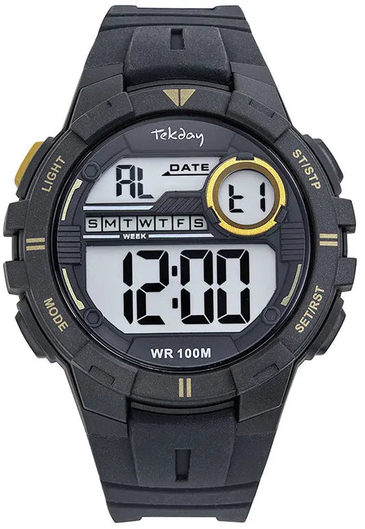 TEKDAY 656249 Digital Black Rubber Strap