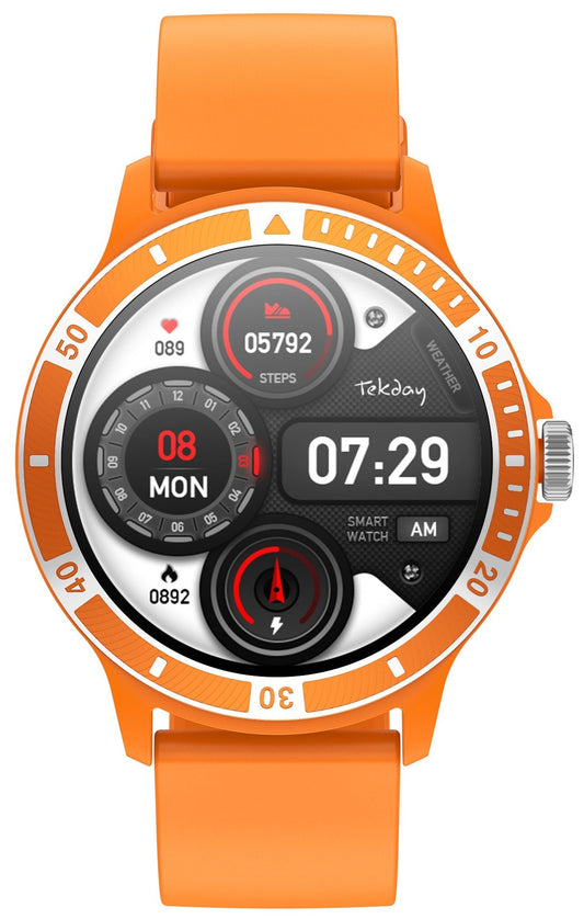 TEKDAY 656528 Smartwatch Orange Silicon Strap