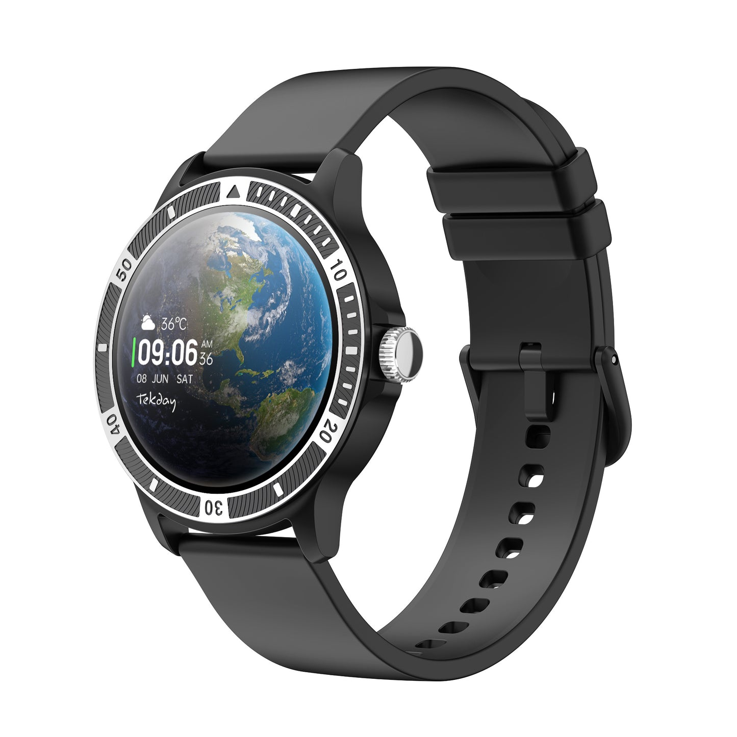 TEKDAY 656530 Smartwatch Black Silicon Strap