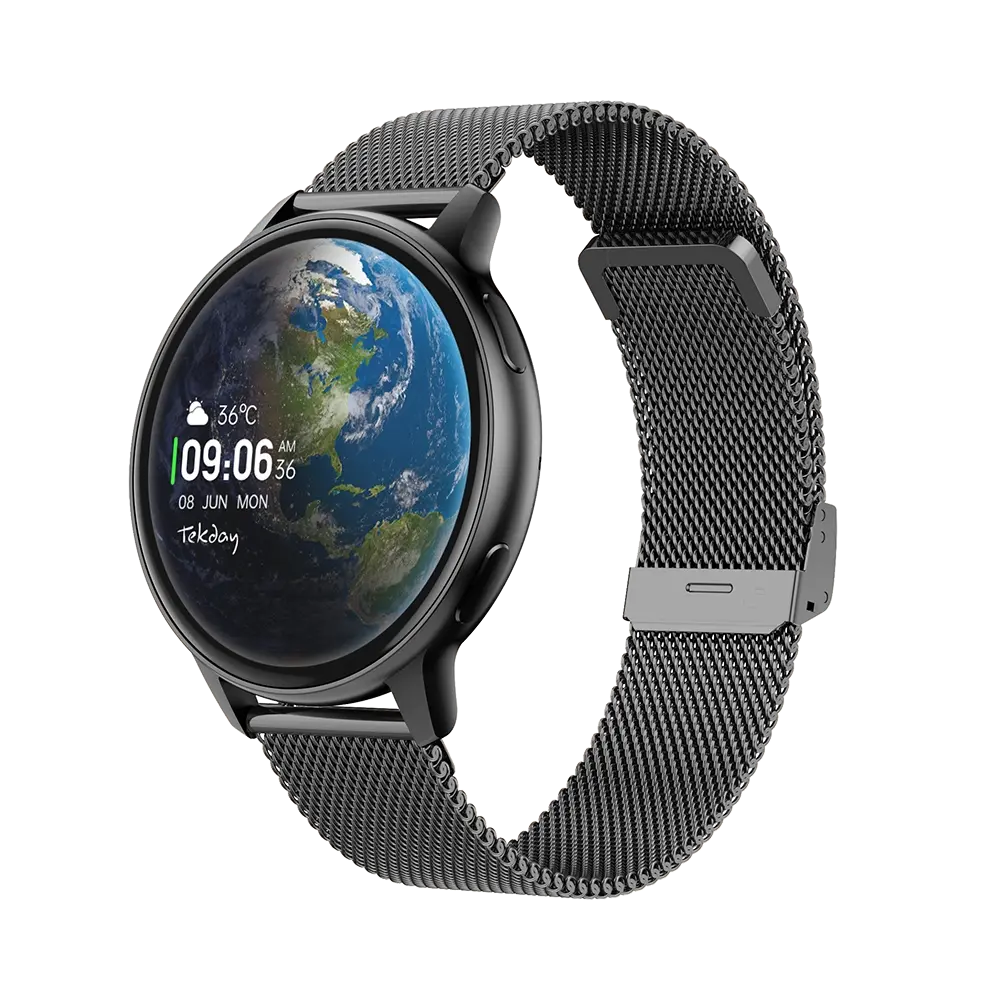 TEKDAY 656538 Smartwatch Black Stainless Steel Bracelet